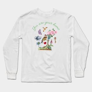 Home supporting quote with nature illustration Long Sleeve T-Shirt